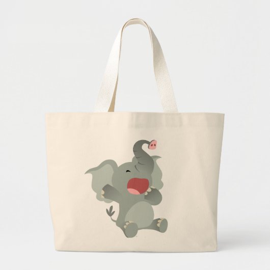 Cute Sleepy Cartoon Elephant Bag Grote Tote Bag (Voorkant)