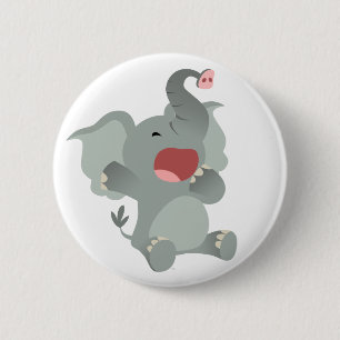 Cute Sleepy Cartoon Elephant Button Badge