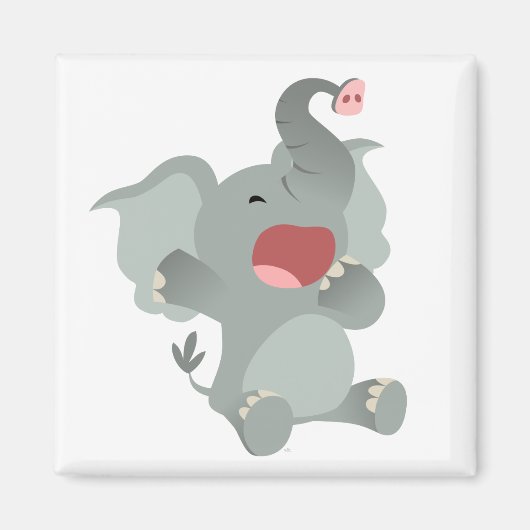 Cute Sleepy Cartoon Elephant Magnet (Voorkant)