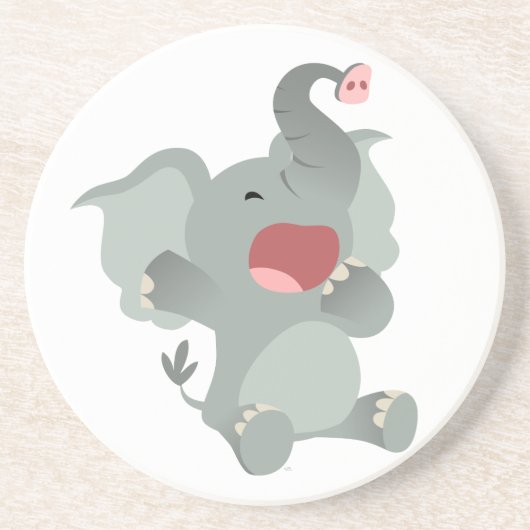 Cute Sleepy Cartoon Elephant Onderzetter (Voorkant)