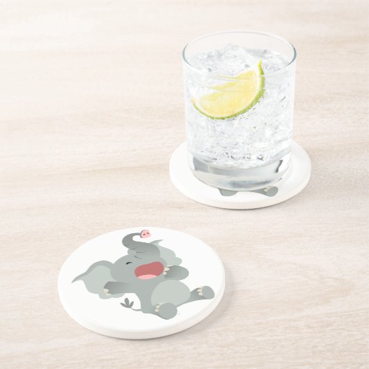 Cute Sleepy Cartoon Elephant Onderzetter (Zijkant)