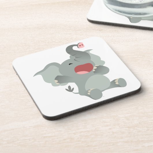 Cute Sleepy Cartoon Elephant Onderzetters Set (Linkerzijde)