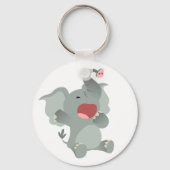 Cute Sleepy Cartoon Elephant Sleutelhanger (Voorkant)