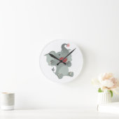Cute Sleepy Cartoon Elephant Wall Clock Ronde Klok (Huis)
