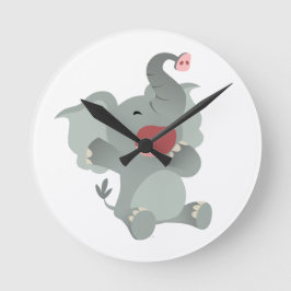 Cute Sleepy Cartoon Elephant Wall Clock Ronde Klok