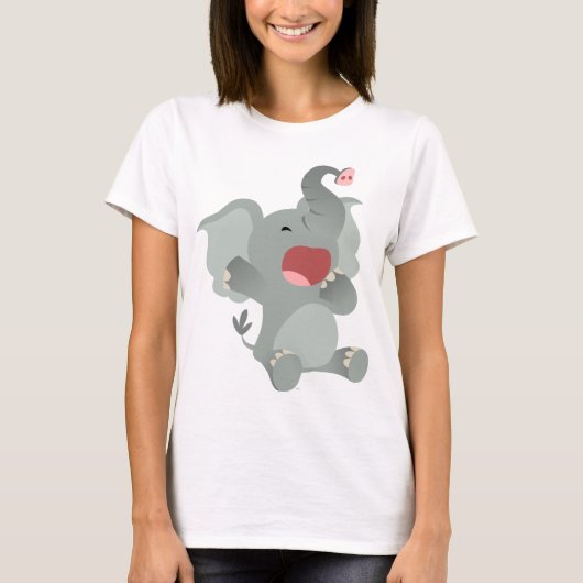 Cute Sleepy Cartoon Elephant Women T-Shirt (Voorkant)
