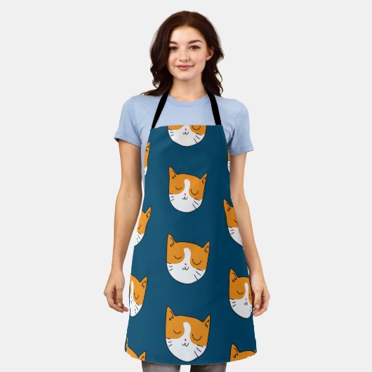 Cute Sleepy Cat Apron Schort (Gedragen)