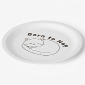 Cute Sleepy Cat “Born to Nap” Line Art Design Papieren Bordje (Gekanteld)