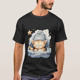 Cute Sleepy Cat Cloud Winter Hat Dreamy Art ✨🐾☁️ T-shirt