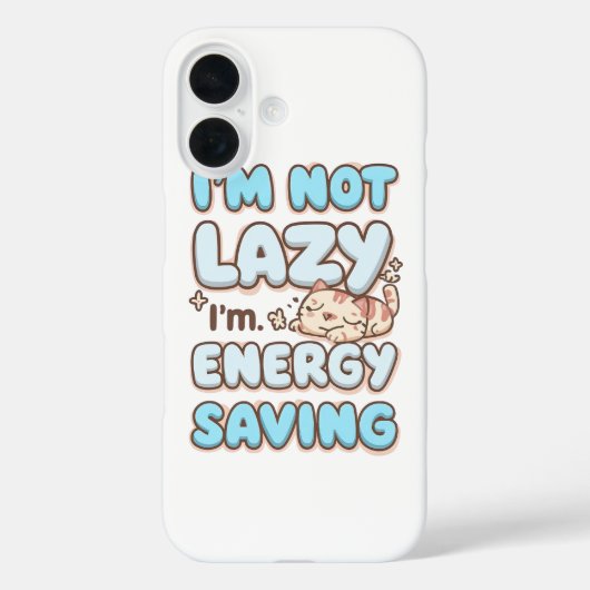 Cute Sleepy Cat "Energy Saving" Quote Case-Mate iPhone Case (Achterkant)