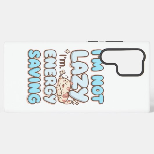Cute Sleepy Cat "Energy Saving" Quote Samsung Galaxy Hoesje (Achterkant horizontaal)