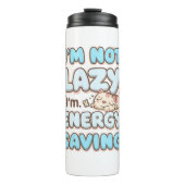 Cute Sleepy Cat "Energy Saving" Quote Thermosbeker (Voorkant)