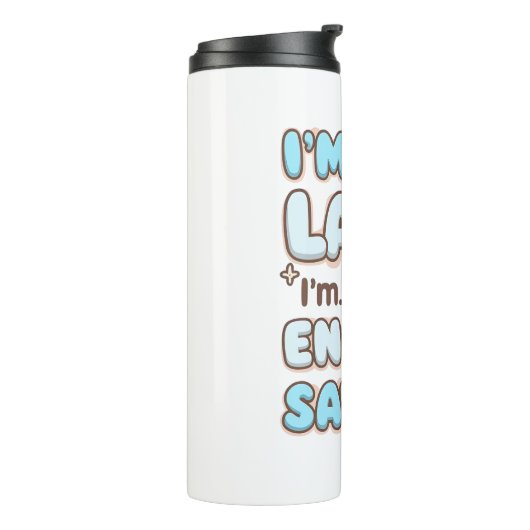 Cute Sleepy Cat "Energy Saving" Quote Thermosbeker (Gedraaid links)