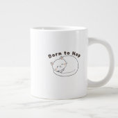 Cute Sleepy Cat “Nap First” Line Art Design Grote Koffiekop (Rechts)