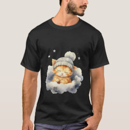 Cute Sleepy Cat on Cloud Winter Beanie Art ✨🐾☁️ T-shirt