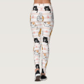 Cute Sleepy Cat & Paws, Men Women & Kids, Cat Fan Leggings (Achterkant)