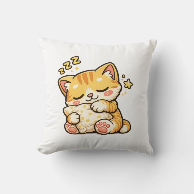 Cute Sleepy Cat Pillow Kussen (Voorkant)
