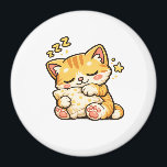 Cute Sleepy Cat Pillow Magneet<br><div class="desc">Adorable sleepy cat hugging a soft pillow in a cozy kawaii style. Perfect for cat lovers and fans of cute relaxing designs. Great for stickers, mugs, phone cases and gifts.</div>
