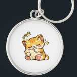 Cute Sleepy Cat Pillow Sleutelhanger<br><div class="desc">Adorable sleepy cat hugging a soft pillow in a cozy kawaii style. Perfect for cat lovers and fans of cute relaxing designs. Great for stickers, mugs, phone cases and gifts.</div>