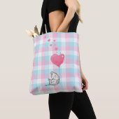 Cute Sleepy Cat Pink Blue Waterverf Tote Bag (Dichtbij)