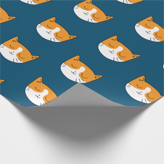 Cute Sleepy Cat Wrapper Cadeaupapier (Hoek)