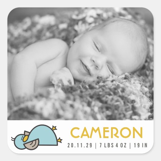 Cute Sleepy Duck New Birth Baby Photo Sticker (Voorkant)