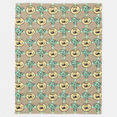 Cute Sleepy Faces and Zzz Pattern Fleece Deken (Voorkant)
