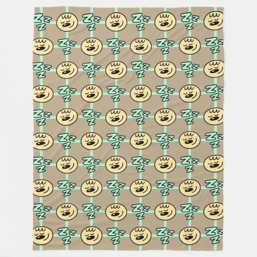 Cute Sleepy Faces and Zzz Pattern Fleece Deken (Voorkant)