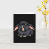 Cute Sleepy Holland Lop Rabbit Yawn Black Bunny Wa Kaart (Gele Bloem)