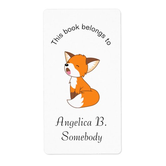 Cute Sleepy Little Fox Bookplate Etiket (Voorkant)