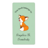 Cute Sleepy Little Fox Bookplate Etiket (Voorkant)