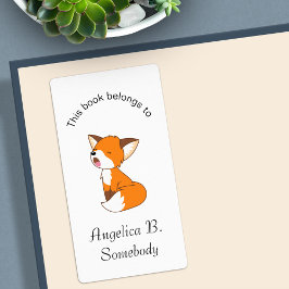 Cute Sleepy Little Fox Bookplate Etiket