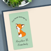 Cute Sleepy Little Fox Bookplate Etiket