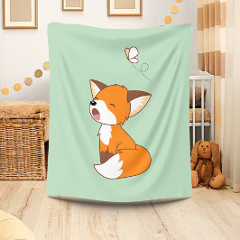 Cute Sleepy Little Fox Fleece Deken