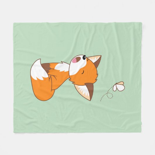 Cute Sleepy Little Fox Fleece Deken (Voorkant (Horizontaal))
