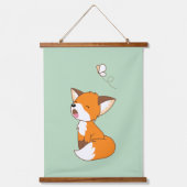 Cute Sleepy Little Fox Green Hangend Wandkleed (Voorkant)