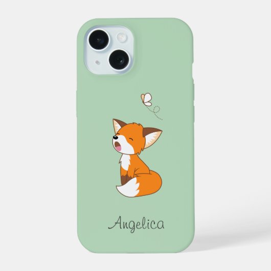 Cute Sleepy Little Fox iPhone 15 Case (Achterkant)