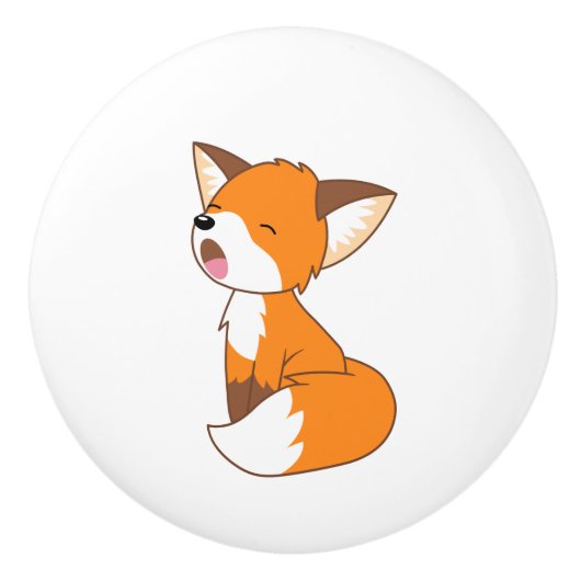 Cute Sleepy Little Fox Keramische Knop (Voorkant)