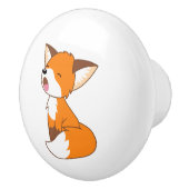 Cute Sleepy Little Fox Keramische Knop (Rechts)