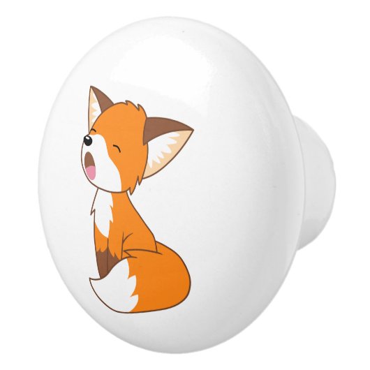 Cute Sleepy Little Fox Keramische Knop (Rechts)