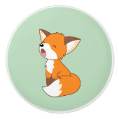 Cute Sleepy Little Fox Keramische Knop (Voorkant)