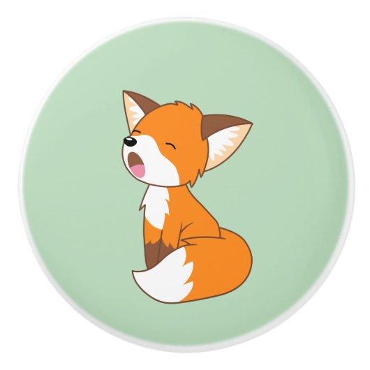 Cute Sleepy Little Fox Keramische Knop (Voorkant)