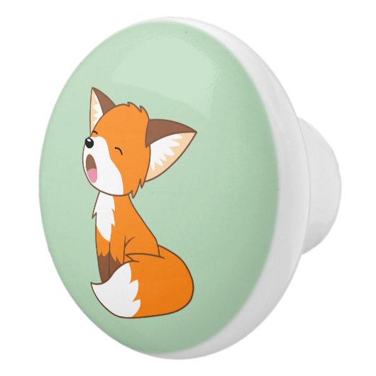 Cute Sleepy Little Fox Keramische Knop (Rechts)