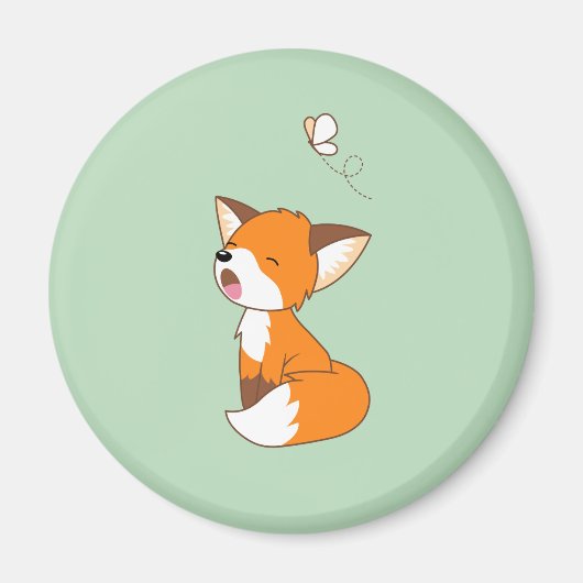 Cute Sleepy Little Fox Magneet (Voorkant)