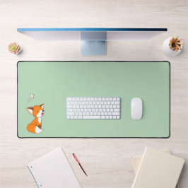 Cute Sleepy Little Fox on Green Bureaumat