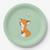 Cute Sleepy Little Fox on Green Papieren Bordje (Voorkant)