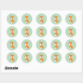 Cute Sleepy Little Fox on Green Ronde Sticker (Vel)
