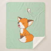 Cute Sleepy Little Fox on Green Sherpa Deken (Voorkant)