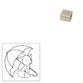 Cute Sleepy Little Fox onder Umbrella 2 Rubberstempel (Gestempeld)