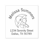 Cute Sleepy Little Fox onder Umbrella Arch Address Zelfinktende Stempel (Design)